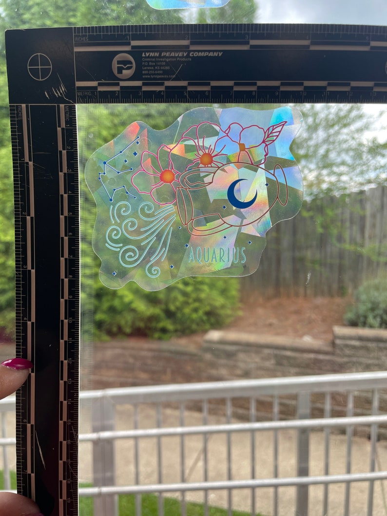 Aquarius Suncatcher: Holographic Rainbow Window Sticker, photo 7 of 10