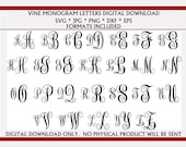 Vine Monogram Letters  SVG, JPG, Dxf, EPS, and Png. Digital Download cut file / clip art for Cricut, Silhouette, Glowforge and vinyl systems