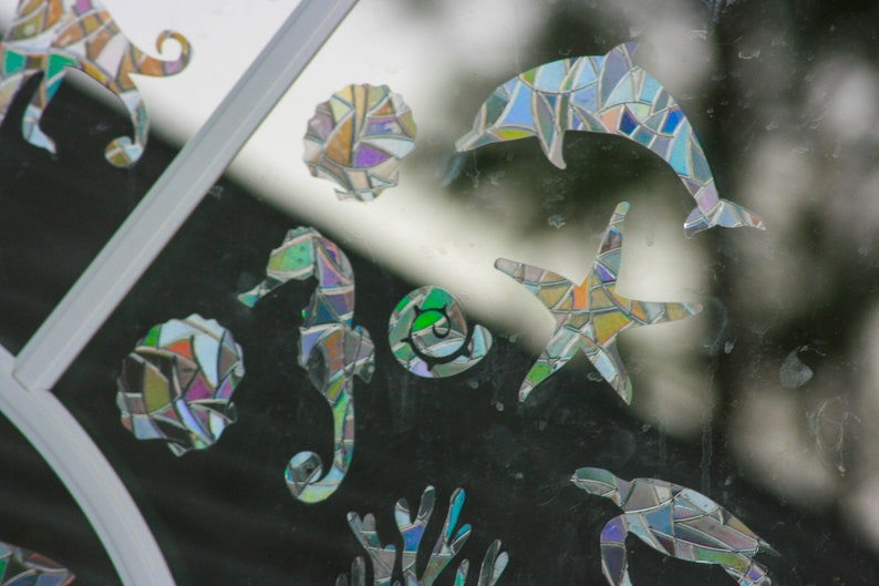 Sea Life Window Clings. Shark, Dolphin, Seahorse, Shell Sun Catcher. Rainbow Prism…, photo 3 of 10