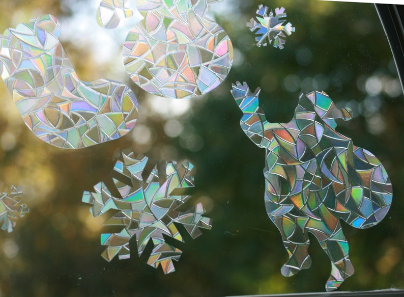 Santa Snowman Christmas Tree & More Shaped Window Clings. Sun Catcher. Rainbow Prism…, photo 4 of 10