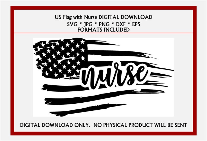 Nurse Tattered Flag SVG, JPG, dxf & More file options. Digital Download for Cricut…, photo 1 of 1