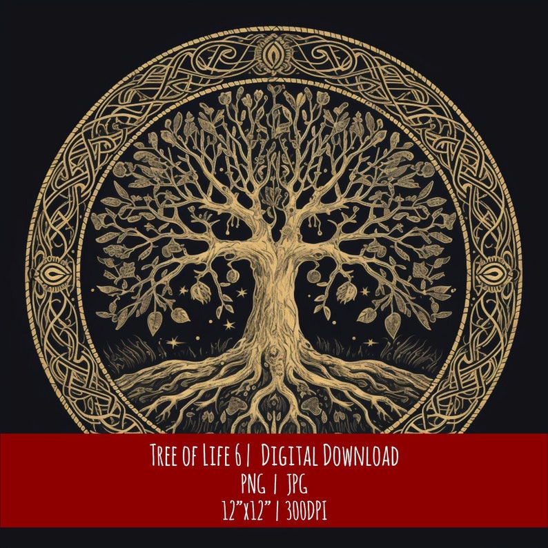 Celtic Tree of Life Art: Hand-Drawn Pagan Design (Digital Download), photo 1 of 2