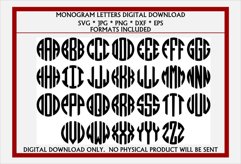 Circle Monogram Letters SVG- READ the description carefully. Digital Download cut file…, photo 1 of 2