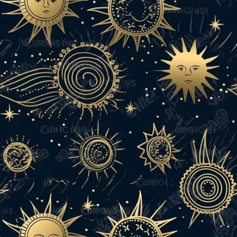 Celestial Sun & Planets Seamless Pattern: Boho Farmhouse (Digital Download), photo 2 of 2