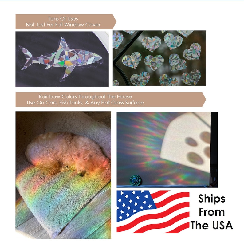 Rainbow Window Film: 3D Holographic Decal, Static Cling, Anti UV, photo 3 of 8