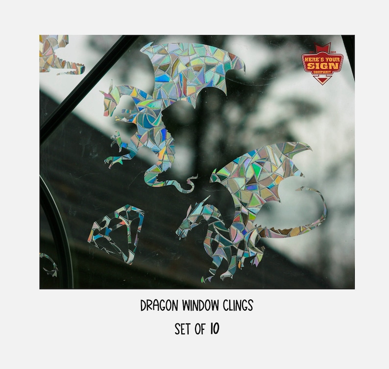 Dragons Window Cling. Fantasy Sun Catcher. Rainbow Prism Decoration. Static Clings. 10…, photo 1 of 10