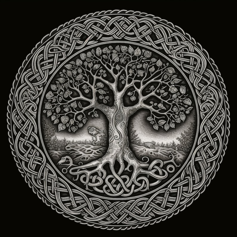 Celtic Tree of Life Art: Hand-Drawn Pagan Design (PNG JPG Digital Download), photo 2 of 2