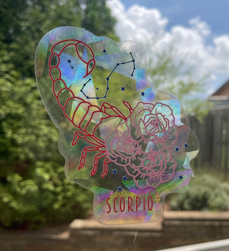Scorpio Zodiac Suncatcher: Holographic Rainbow Window Sticker, photo 5 of 9