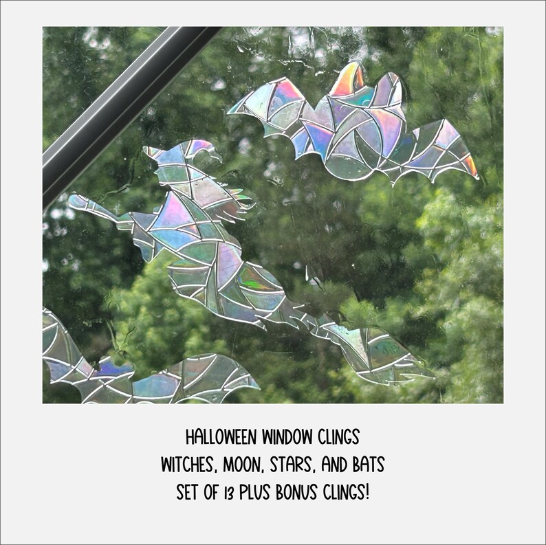 Halloween Rainbow Window Clings: Witches, Bats, Moon - Set of 13, photo 2 of 10