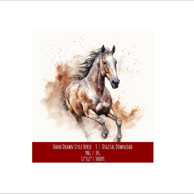 Hand Drawn Horse Art: Equine Watercolor Illustration (Digital Download), photo 1 of 2