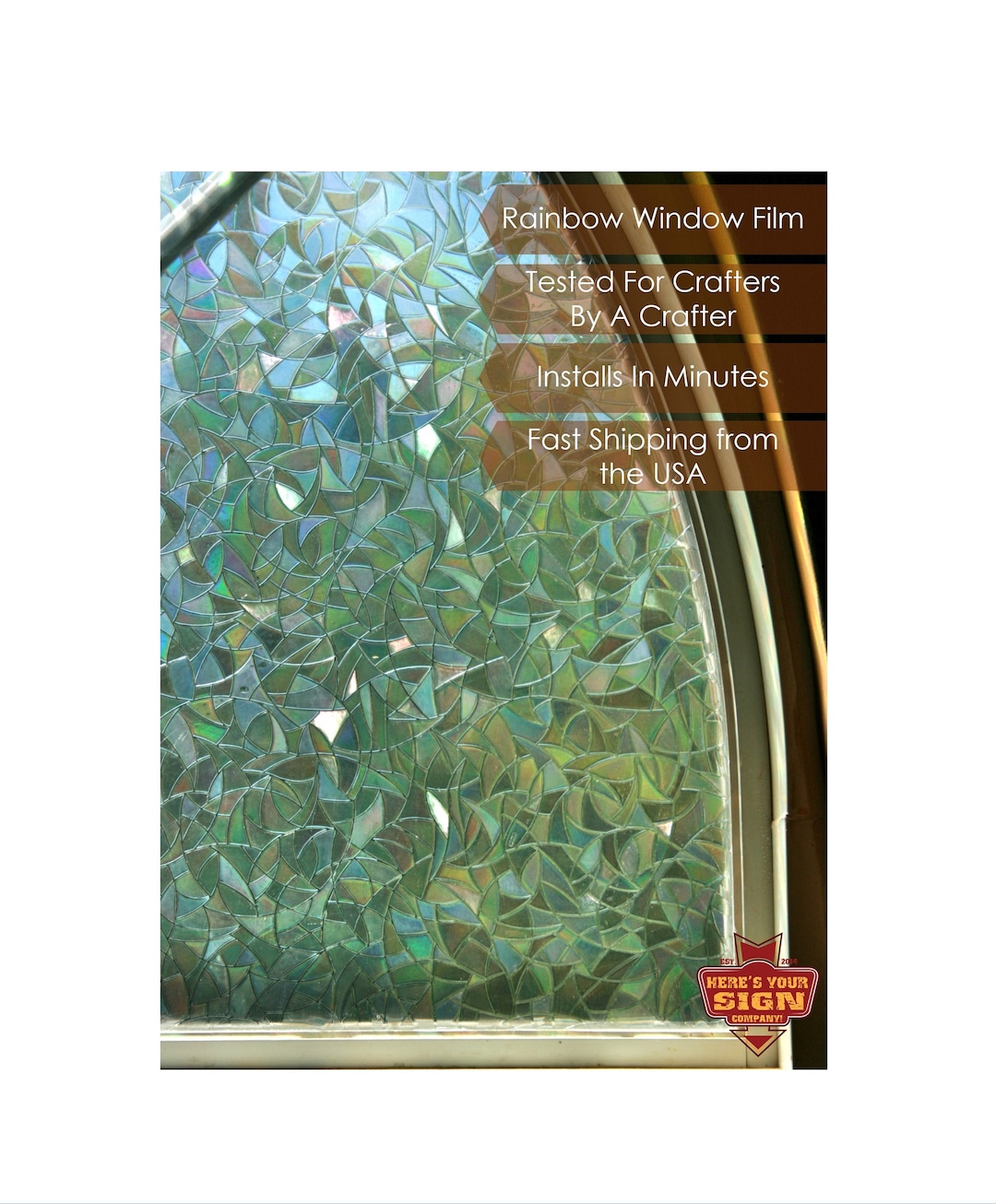 Rainbow Window Film Roll 17.5in X 78.7in 45cm X 200cm. Decorative 3D