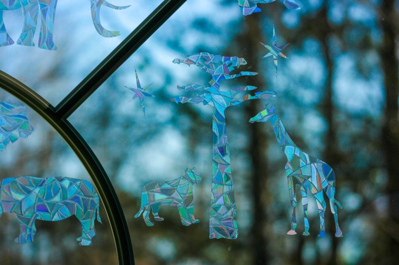Jungle Animals Window Clings. Sun Catcher. Rainbow Prism Decoration. Static Window Cling…, photo 4 of 10