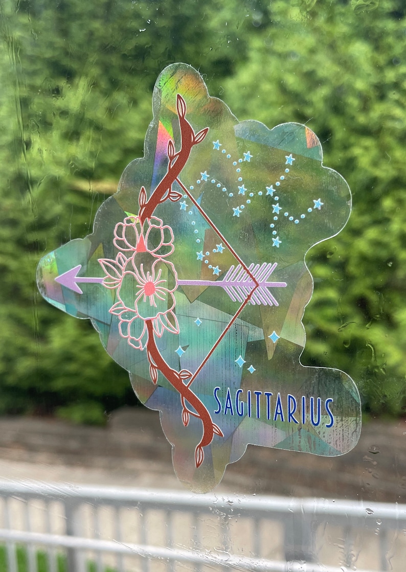 Sagittarius Suncatcher: Holographic Rainbow Window Sticker, photo 3 of 9