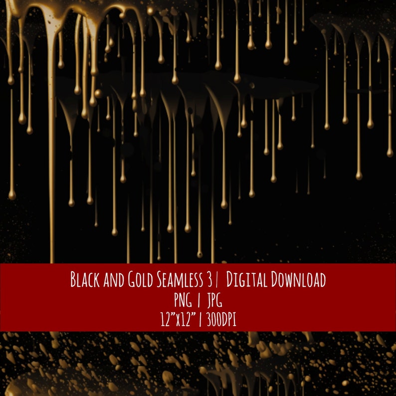 Black and Gold Drip Seamless Pattern: Art Deco Scrapbook Paper (Digital Download), photo 1 of 2