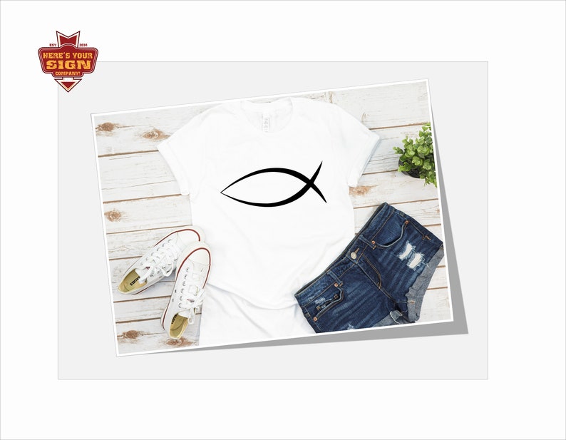 Jesus Fish Iron On Decal: Christian Shirt Vinyl Transfer, photo 1 of 9
