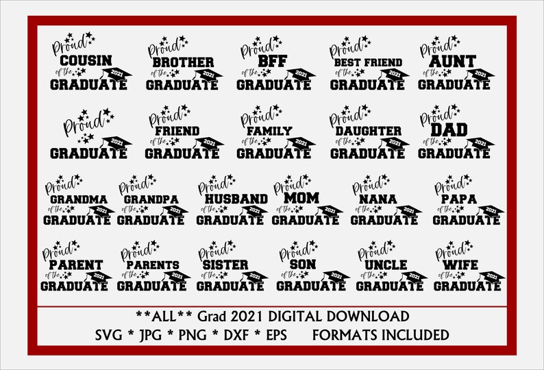 Download Class Of 2021 Graduation Svg Bundle Svg Files Graduation Shirt Designs Bundle Jpg Clip Art Silhouette Proud Family Png Cricut Dxf Clip Art Art Collectibles Seasonalliving Com