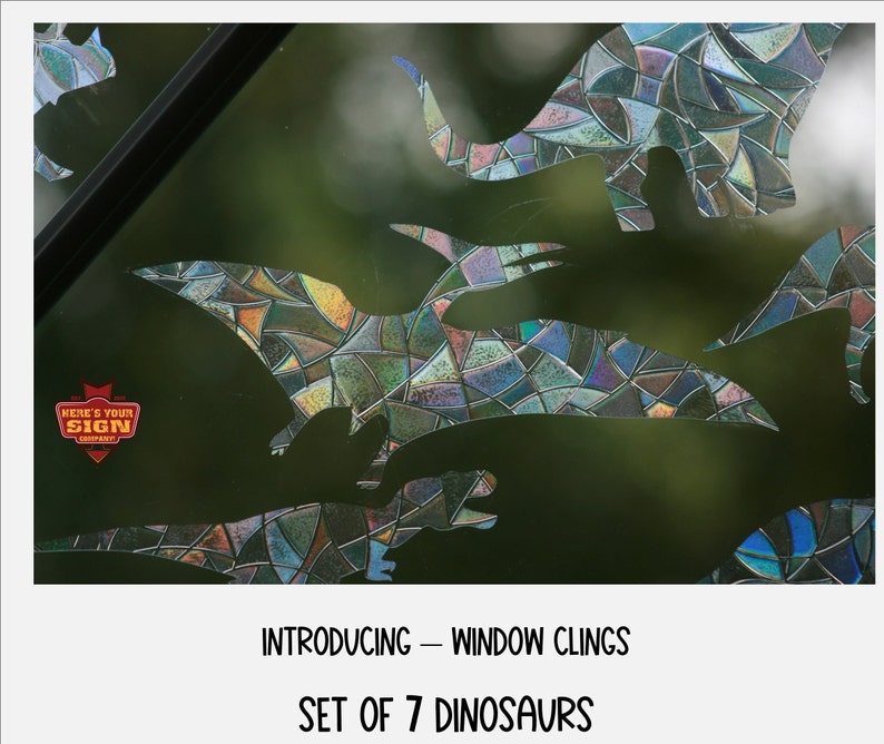 Dinosaur Window - 7 Clings. Window / Room Decor. Sun Catcher. Rainbow Window Prism…, photo 1 of 10