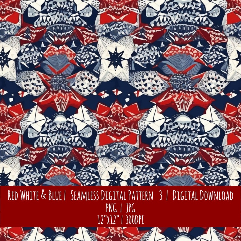 Patriotic Seamless Pattern: July 4th Memorial Day Design (Digital Download), photo 1 of 2