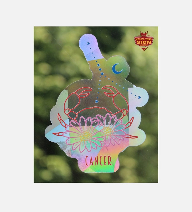 Cancer Zodiac Suncatcher: Holographic Rainbow Window Sticker, photo 1 of 8