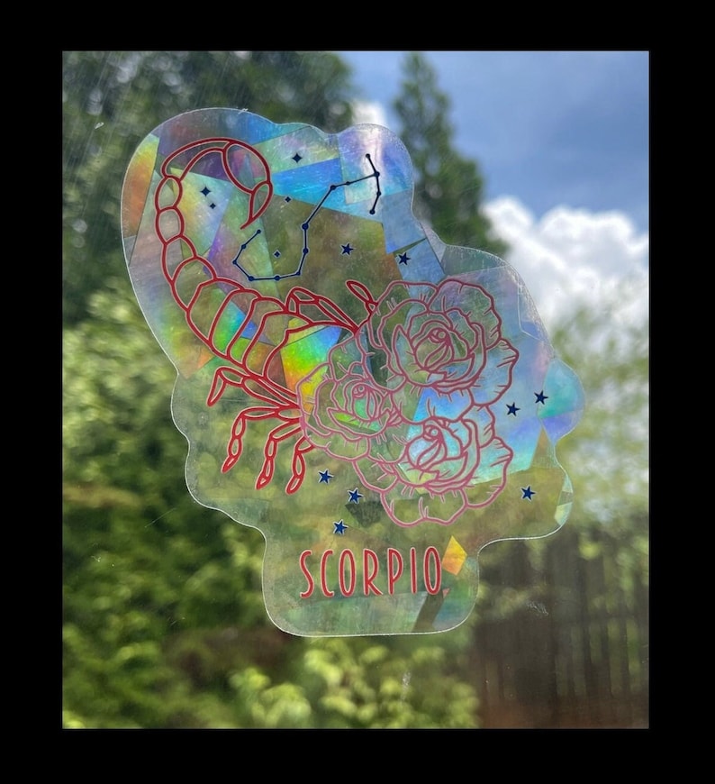 Scorpio Zodiac Suncatcher: Holographic Rainbow Window Sticker, photo 1 of 9