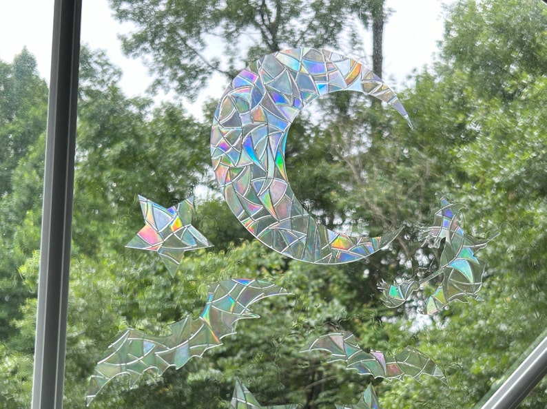 Halloween Rainbow Window Clings: Witches, Bats, Moon - Set of 13, photo 4 of 10