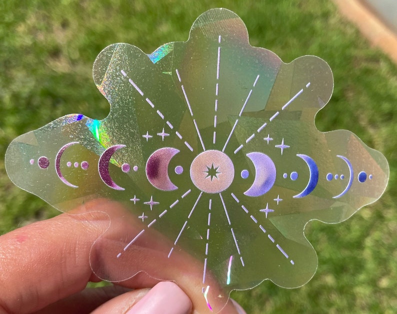 Moon Phase Suncatcher: 4" Prismatic Window Sticker, photo 2 of 7