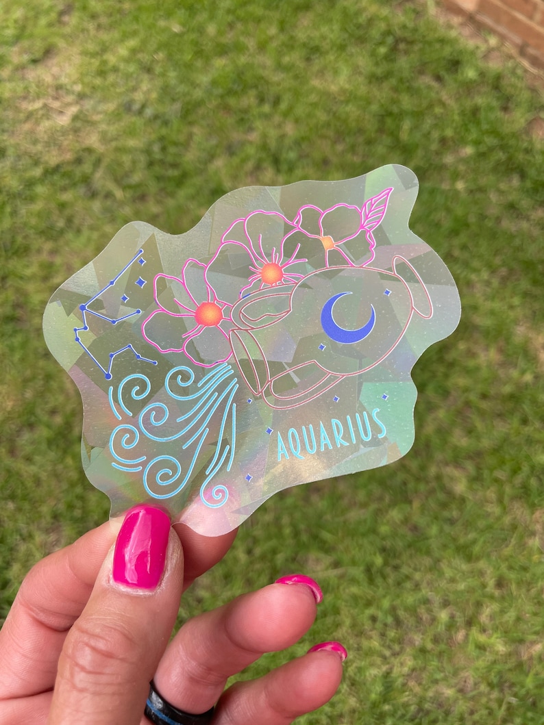 Aquarius Suncatcher: Holographic Rainbow Window Sticker, photo 6 of 10
