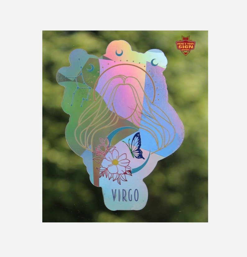 Virgo Suncatcher: Holographic Rainbow Window Sticker, photo 1 of 8