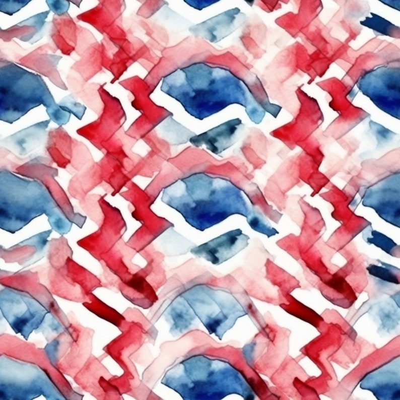 Patriotic Watercolor Seamless Pattern: July 4th, Memorial Day (Digital Download), photo 2 of 2