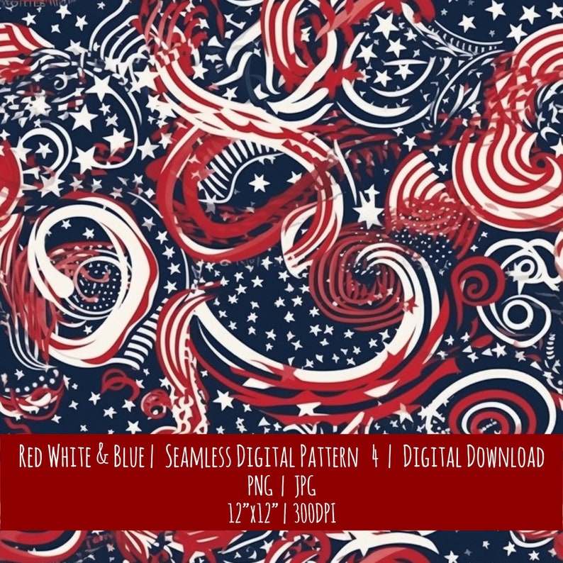 Patriotic Stars & Stripes Seamless Pattern: July 4th, Memorial Day (Digital Download), photo 1 of 2
