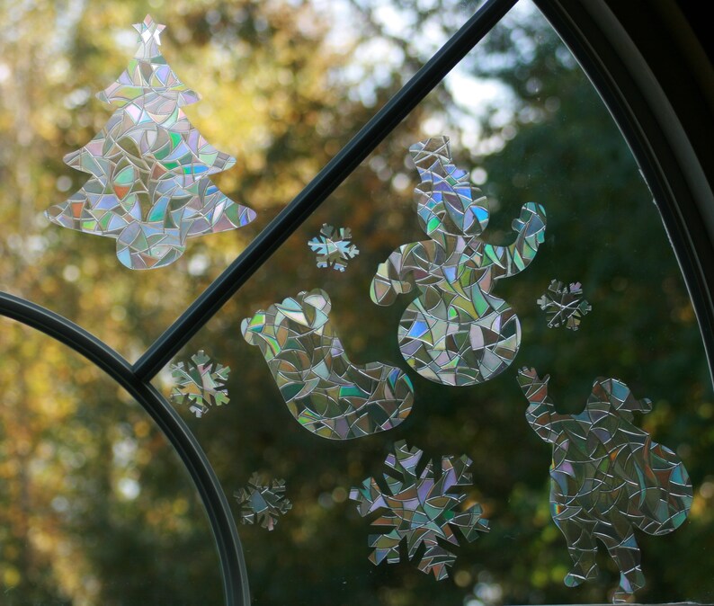 Santa Snowman Christmas Tree & More Shaped Window Clings. Sun Catcher. Rainbow Prism…, photo 5 of 10