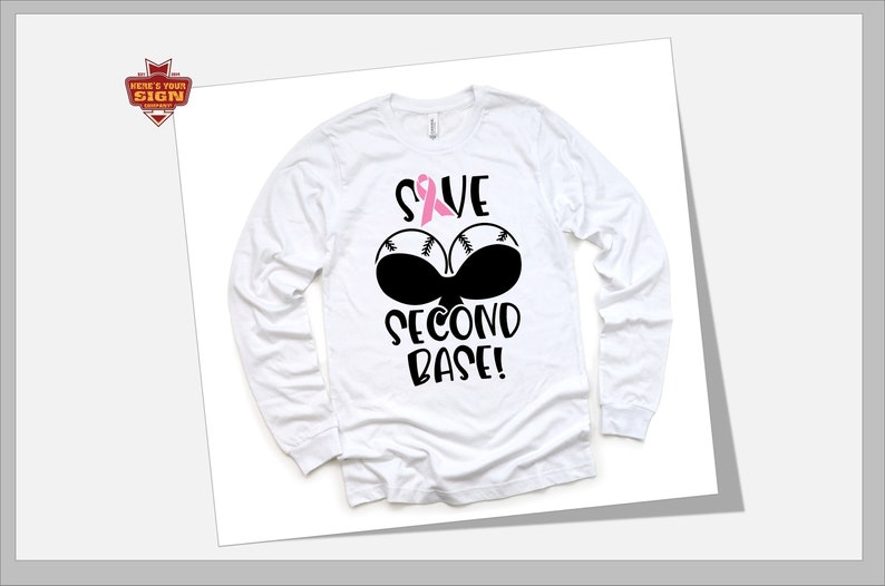 Save Second Base Funny Breast Cancer SVG, JPG, EPS. Cancer Awareness Digital Download for…, photo 2 of 3