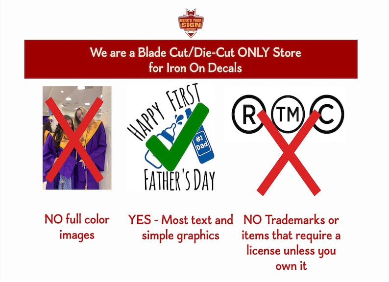 Custom & Personalized Iron On Vinyl Transfer Decal. Graphics and Text. Shirt Decal…, photo 6 of 10