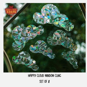 Happy Cloud Window Clings: Rainbow Prism Sun Catchers, Set of 6