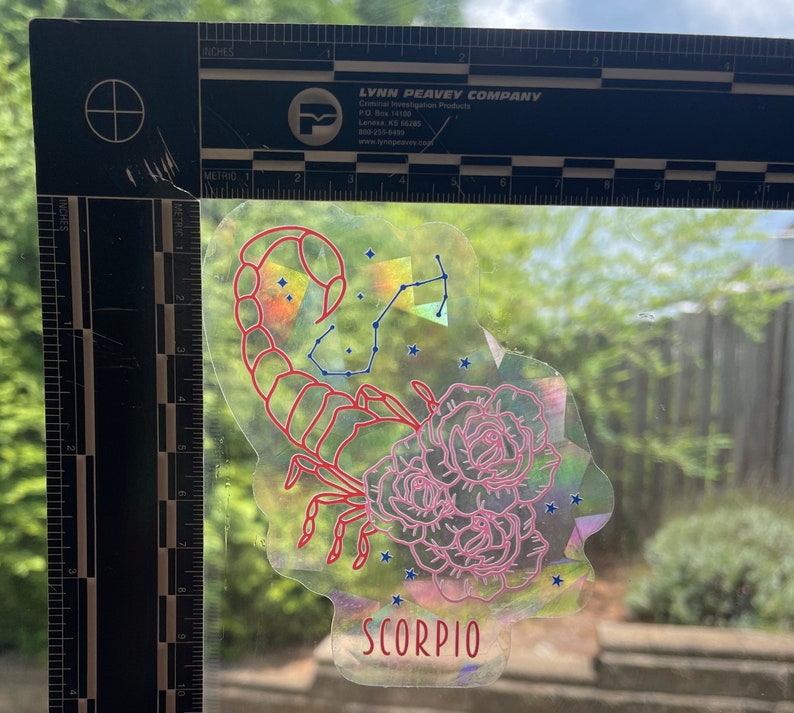 Scorpio Zodiac Suncatcher: Holographic Rainbow Window Sticker, photo 6 of 9