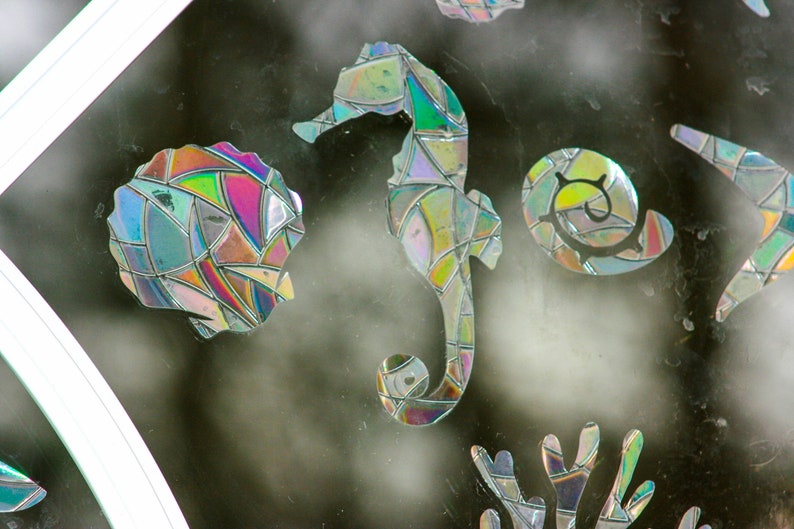 Sea Life Window Clings. Shark, Dolphin, Seahorse, Shell Sun Catcher. Rainbow Prism…, photo 4 of 10