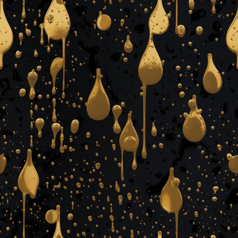 Black and Gold Drip Seamless Pattern: Art Deco Digital Paper (PNG, JPG), photo 2 of 2