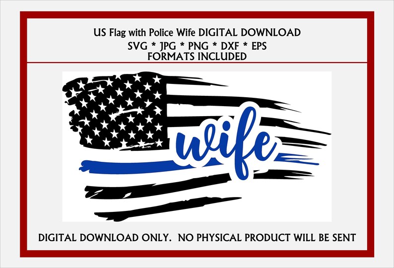 Tattered Flag Thin Blue Line Wife. Police Wife SVG, JPG, & More file options. Digital…, photo 1 of 1