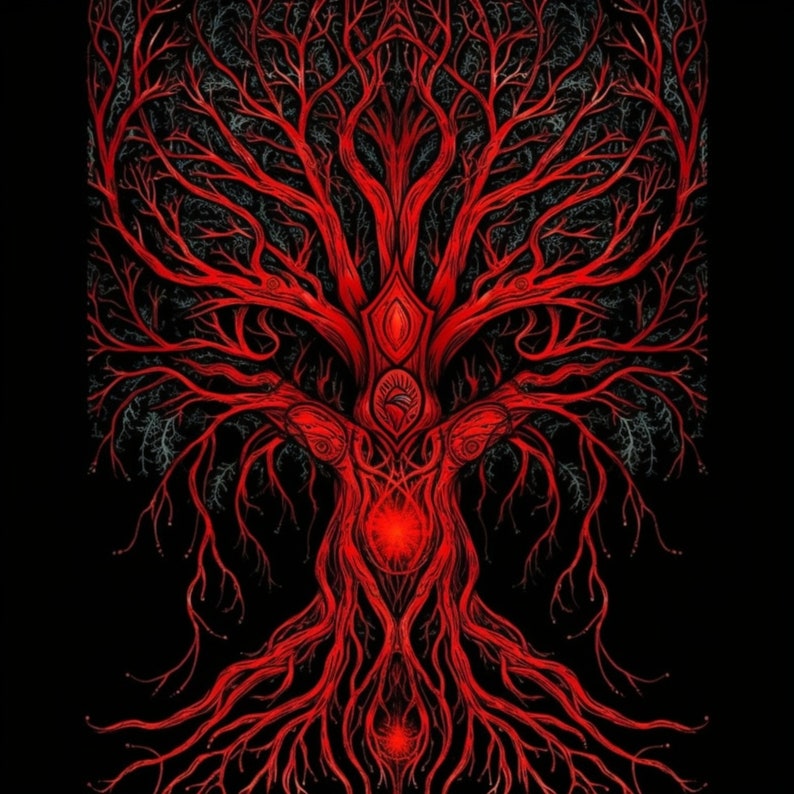 Flame Red Tree of Life: Spooky Halloween PNG JPG (Digital Download), photo 2 of 2