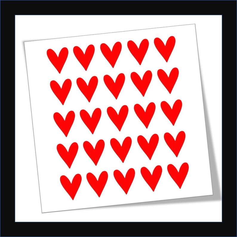 Sheet of 2 Vinyl Heart Decals / Stickers 25 Total Etsy