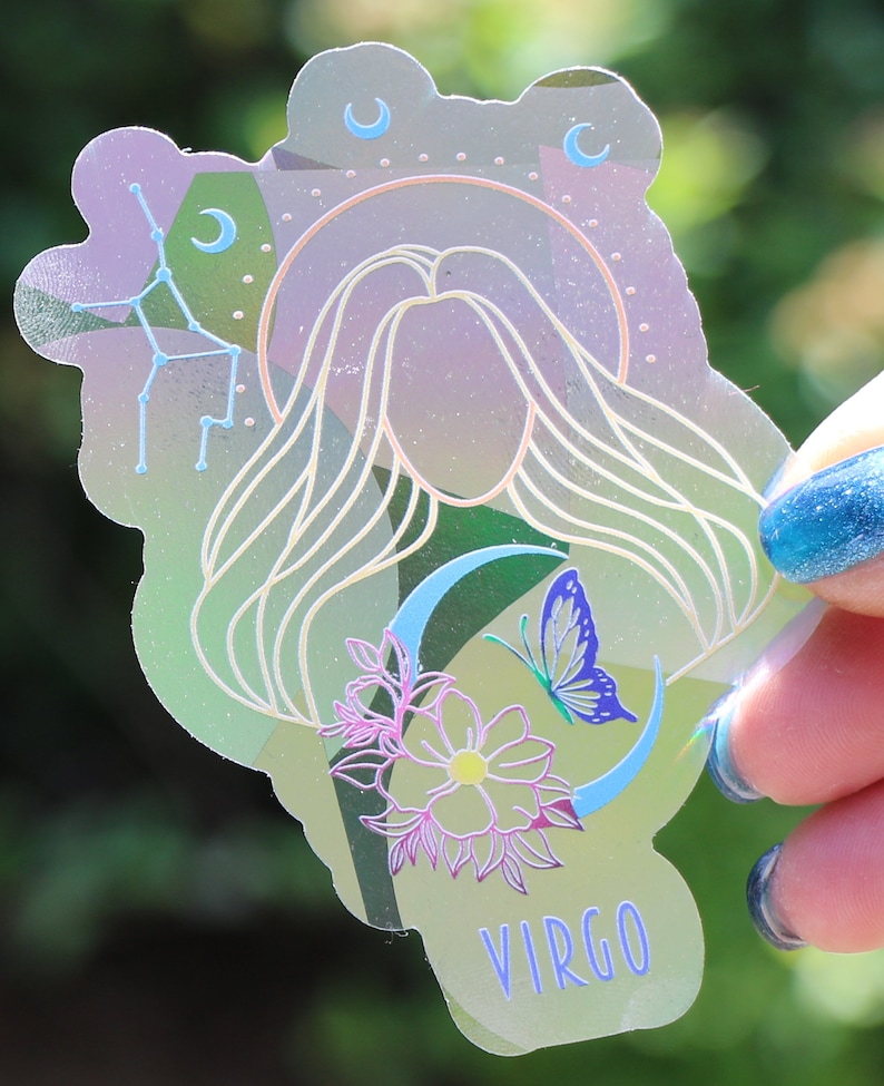 Virgo Suncatcher: Holographic Rainbow Window Sticker, photo 4 of 8
