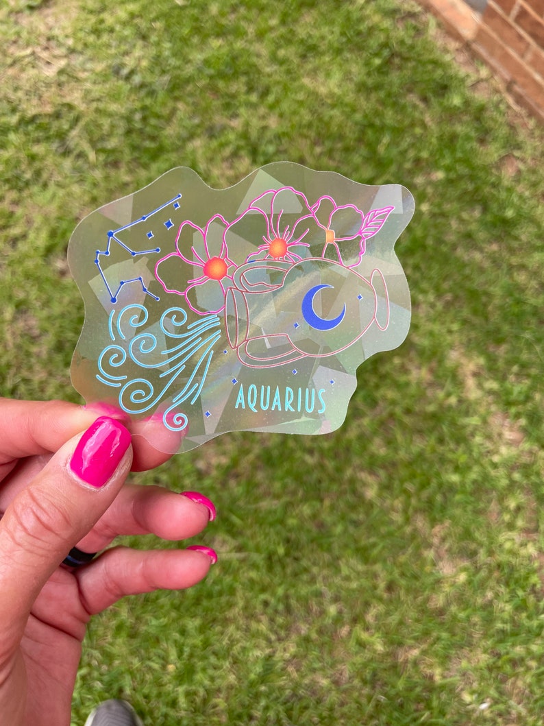 Aquarius Suncatcher: Holographic Rainbow Window Sticker, photo 2 of 10