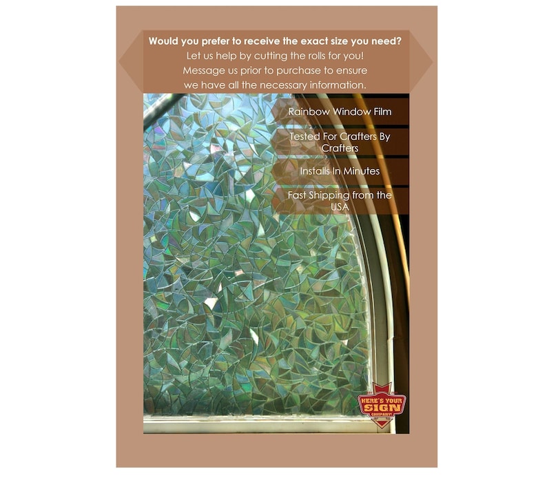 Rainbow Window Film: 3D Holographic Decal, Static Cling, Anti UV, photo 1 of 8