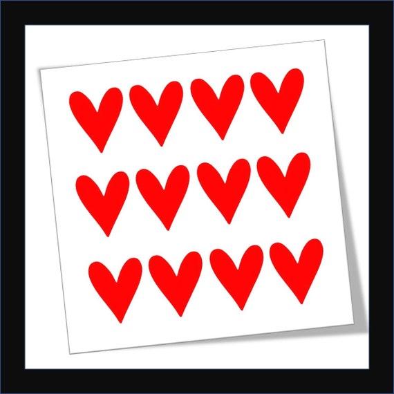 Three small heart decals - Stitched Up Stickers