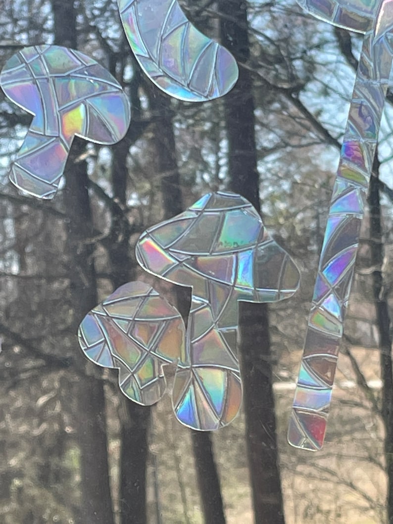 Mushroom Window Clings (Set of 10): Rainbow Prism Sun Catchers, photo 4 of 10