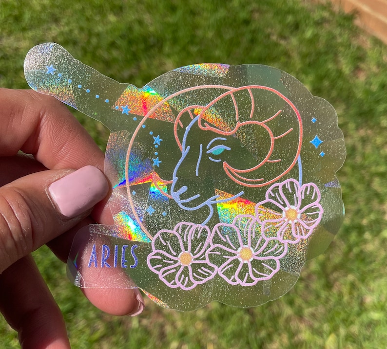 Aries Zodiac Suncatcher: Rainbow Window Sticker (4" Width), photo 2 of 9