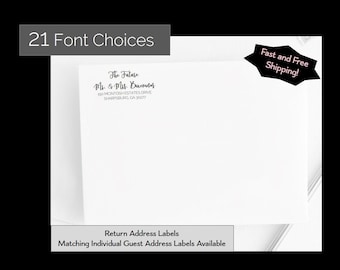 Custom Wedding Return Address Label in White - Matching Guest List Address Label Available  1" x 2.125"
