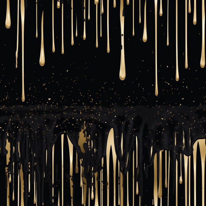 Black and Gold Drip Seamless Pattern: Art Deco Scrapbook Paper (Digital Download), photo 2 of 2