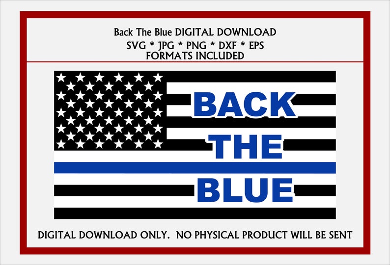 Flag Back The Blue Thin Blue Line SVG, JPG, & More file options. Digital Download for…, photo 1 of 1