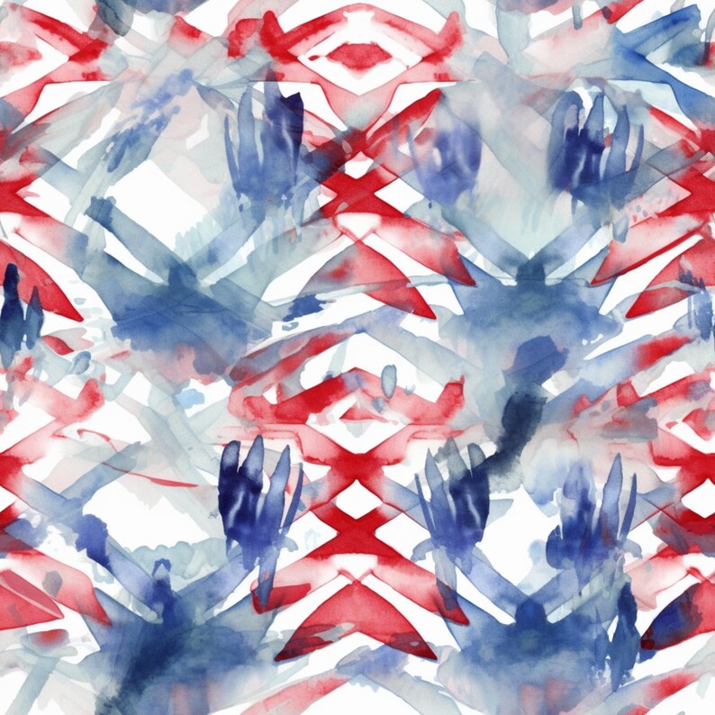 Patriotic Watercolor Seamless Pattern: July 4th, Memorial Day (Digital Download), photo 2 of 2
